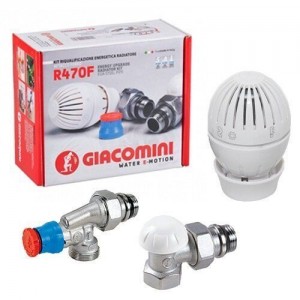 Набор д/подкл. радиаторов R470FX023, 1/2", осевой GIACOMINI (термоголовка, термостат. клапан, отсеч. клапан)