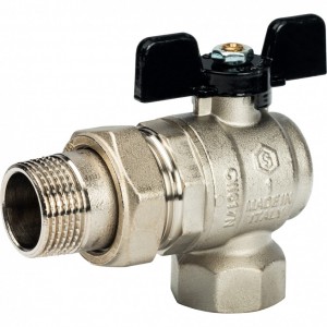 Кран шаровой с американкой угловой 1" м/ш баб. STOUT (SVB-0008-000025)