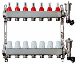Коллекторная группа  1"х3/4" GROSSETO 9 вых. с расходомерами нерж. 10 бар